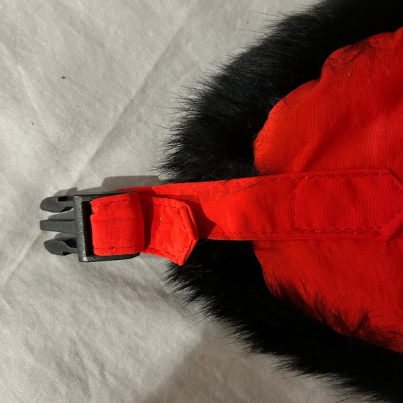 PAUL LOINBURD BLACK REAL FUR, RICH RED NYLON COVER WINTER HAT - Picture 9 of 13